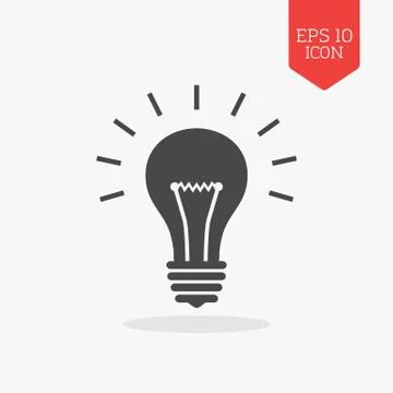 Lightbulb icon. Flat design gray color symbol. Modern UI web navigation, sign Stock Illustration
