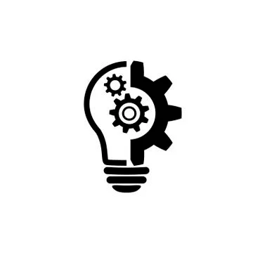 Lightbulb icon. Light bulb with cog symbol Stock Illustration
