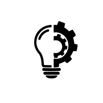 Lightbulb icon. Light bulb with cog symbol Stock Illustration