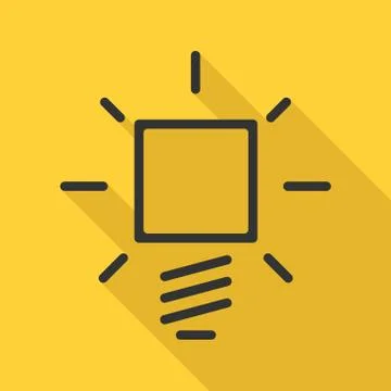 Lightbulb icon, long shadow Stock Illustration