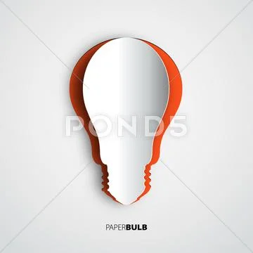 Lightbulb icon papercut, banner template for websites or business design. ide Stock Illustration