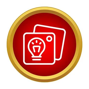 Lightbulb icon on red button representing new idea Stock Illustration