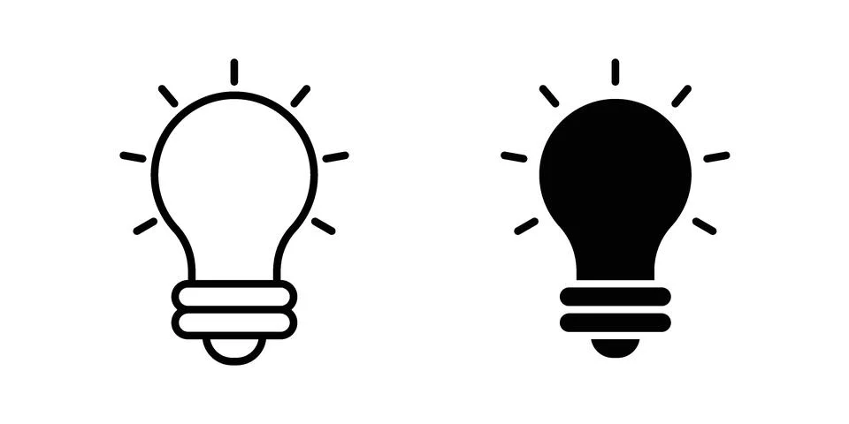 Lightbulb icon silhouette vector set. thin line pack Illustrazione stock