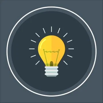 Lightbulb icon, symbol of idea, flat vector illustration Stock Illustration