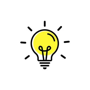Lightbulb icon vector. Outline bulb, creative ideas, solution icon symbol des Stock Illustration