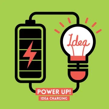 Lightbulb idea charging battery power vector Stock Illustration