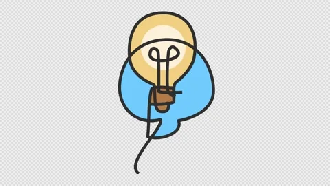 Lightbulb idea chat logo in cartoon animation. Creative speech bubble icon. 스톡 동영상 311059426