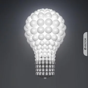 Lightbulb. Idea concept. 3d spheres composition. Vector illustration. Illustrazione stock
