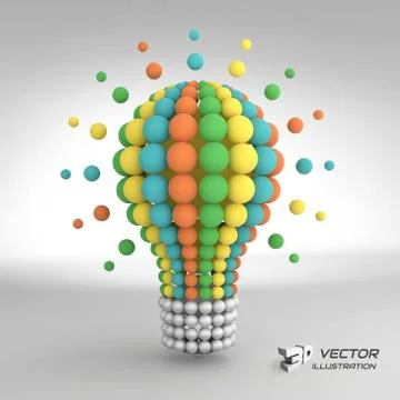 Lightbulb. Idea concept. 3d vector illustration Stock Illustration