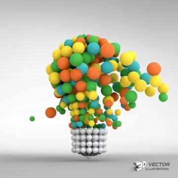 Lightbulb. Idea concept. 3d vector illustration Stock Illustration