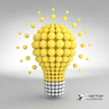 Lightbulb. Idea concept. 3d vector illustration Stock Illustration