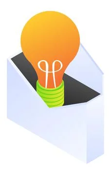 Lightbulb of an idea out of the envelope Stock Illustration