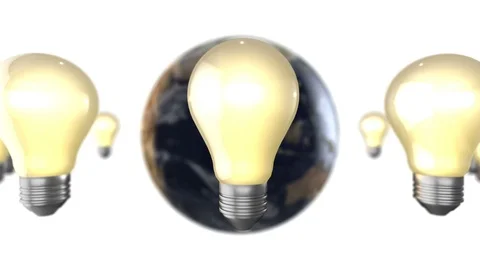 Lightbulb idea world - white background Video stock 85645112