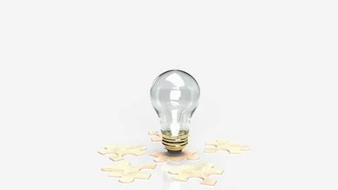 The lightbulb on jigsaw for abstract concept  3d rendering. 스톡 일러스트