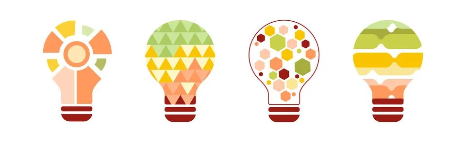 Lightbulb as Knowledge and Smart Solution Icon Vector Set Stock Illustration