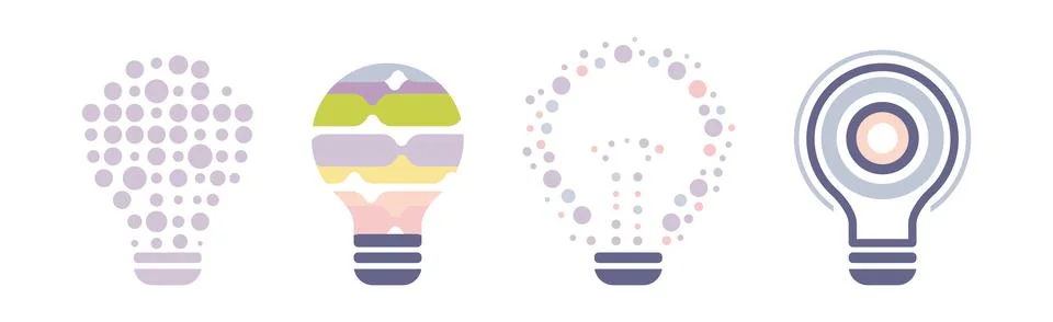 Lightbulb as Knowledge and Smart Solution Icon Vector Set Illustrazione stock