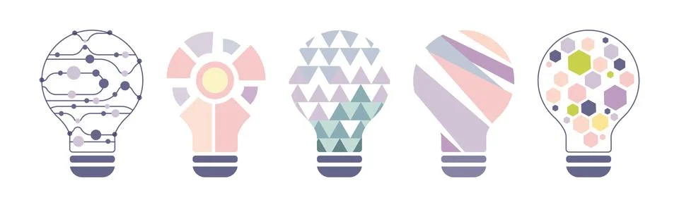 Lightbulb as Knowledge and Smart Solution Icon Vector Set Illustrazione stock