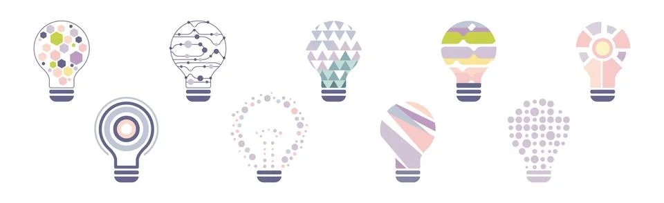 Lightbulb as Knowledge and Smart Solution Icon Vector Set 스톡 일러스트