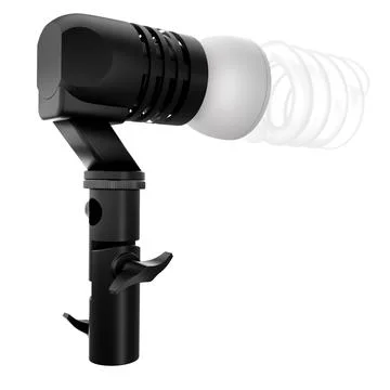 Lightbulb in lamp holder on studio stand isolated on white background Stock Illustration