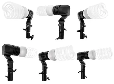 Lightbulb in lamp holder on studio stand isolated on white background Stock Illustration