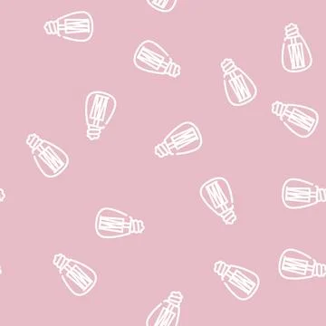 Lightbulb lamp line vector seamless pattern black 스톡 일러스트