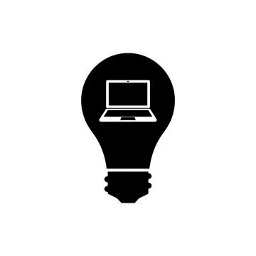 Lightbulb with laptop creative remote work idea icon Stock Illustration