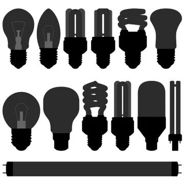Lightbulb light bulb lamp set Stock Illustration