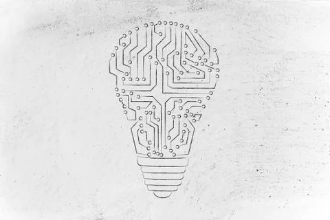 Lightbulb made of electronic circuits Illustrazione stock