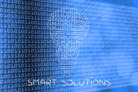 Lightbulb made of electronic circuits, smart solutions Stock Illustration