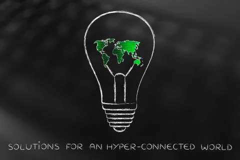 Lightbulb with map of the world made of binary code Illustrazione stock