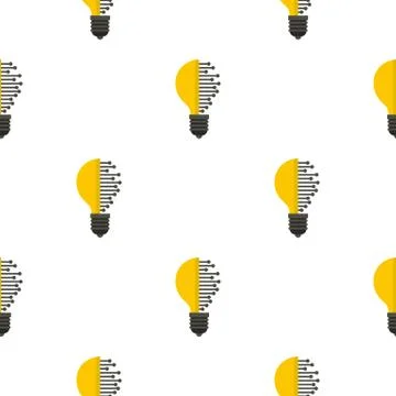 Lightbulb with microcircuit pattern flat Illustrazione stock