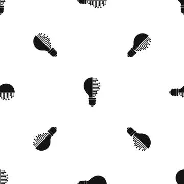 Lightbulb with microcircuit pattern seamless black Illustrazione stock
