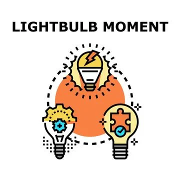 Lightbulb moments generating new creative business solutions Stock Illustration