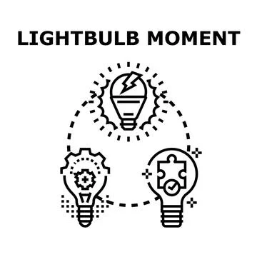Lightbulb moments generating new creative business solutions Stock Illustration