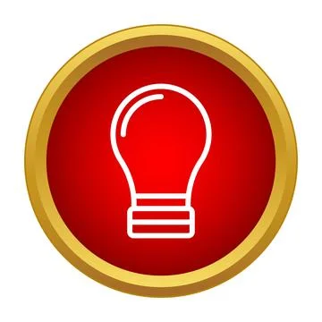 Lightbulb outline icon inside red circle Stock Illustration