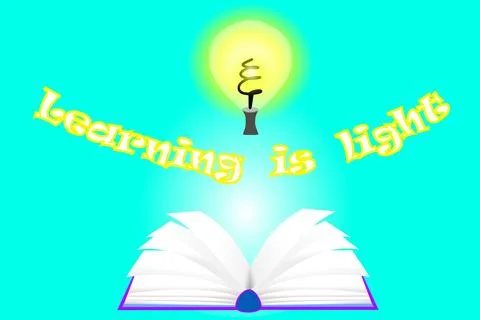 An lightbulb over an open book Stock Illustration