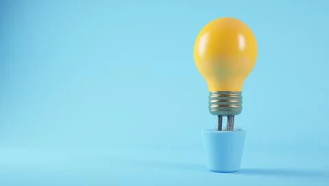 Lightbulb on a plant 3d rendering Stock Illustration