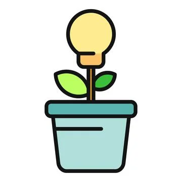Lightbulb plant growing in a pot representing new idea development Stock Illustration