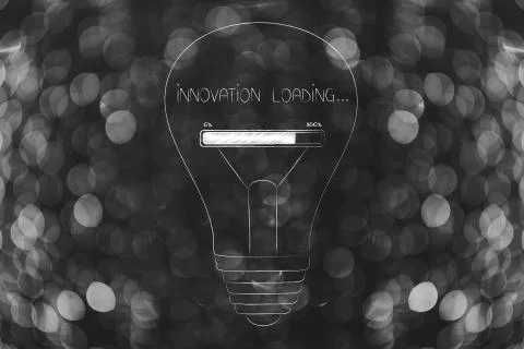 Lightbulb with progress bar and Innovation loading text instead of filament i イラスト素材