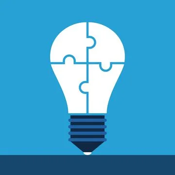 Lightbulb of puzzles standing Stock Illustration