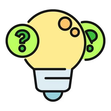 Lightbulb with question mark and exclamation mark Stockillustratie