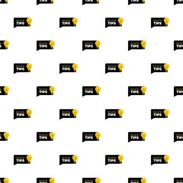 Lightbulb quick tips seamless pattern on white background Stock Illustration