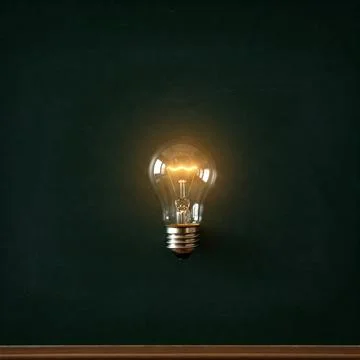 A lightbulb on a school blackboard Stock Photos