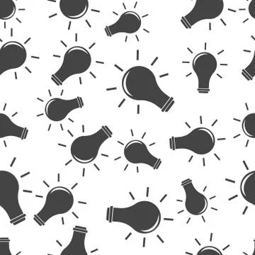 Lightbulb seamless pattern background icon. Flat vector illustration. Light b Illustrazione stock
