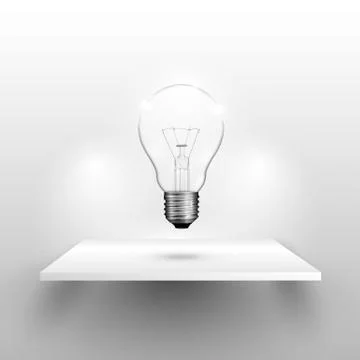 Lightbulb on a shelf, realistic vector illustration Stock Illustration