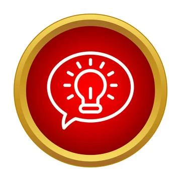 Lightbulb shining inside speech bubble concept button Stock Illustration