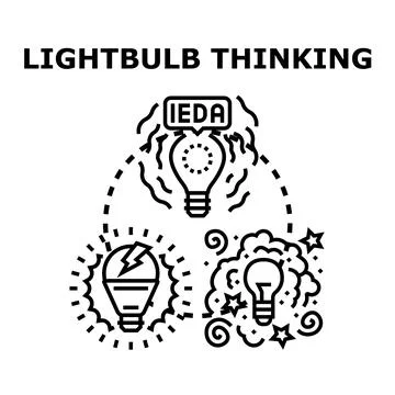 Lightbulb thinking process generating creative ideas and insights イラスト素材