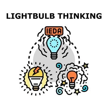 Lightbulb thinking process generating creative ideas and insights Stock Illustration