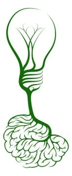 Lightbulb tree with brain roots Stock Illustration