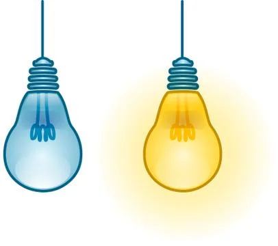 Lightbulb Turned On and Off Stock Illustration